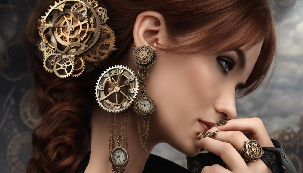 Custom steampunk rings and earrings