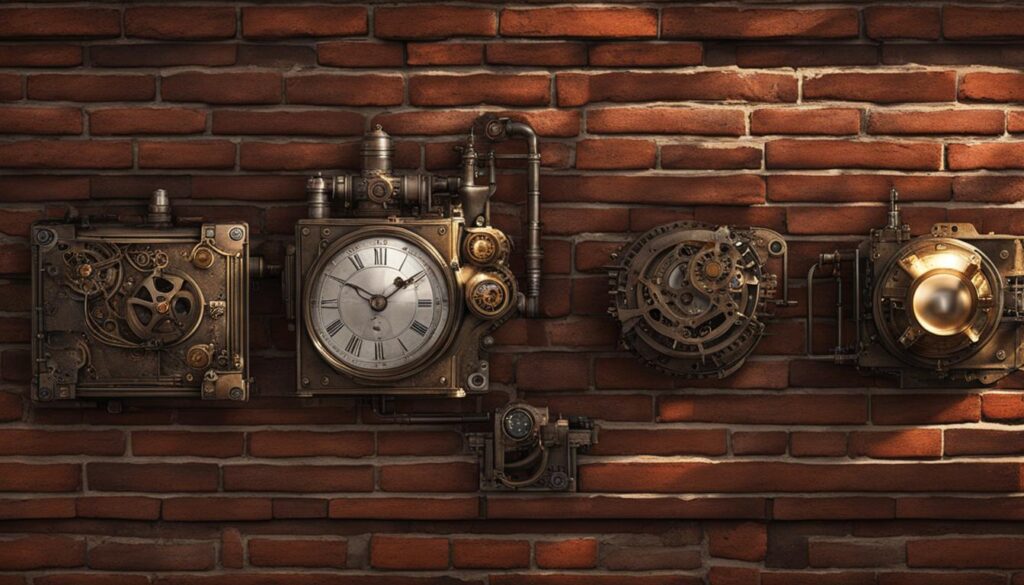 steampunk tech gadgets with exposed bricks
