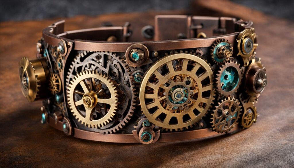 Handcrafted steampunk clockwork jewelry