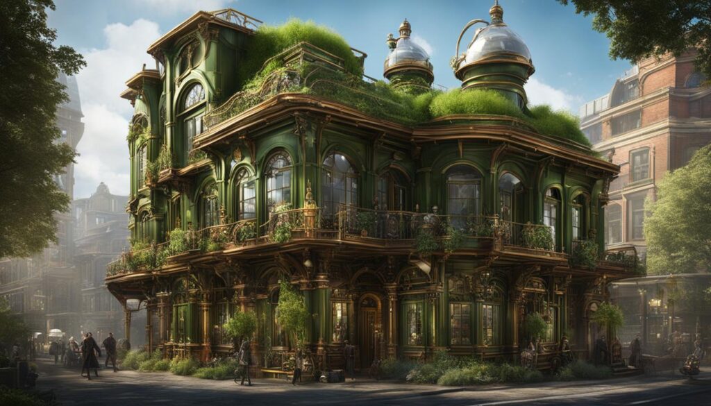 steampunk aesthetics in green building